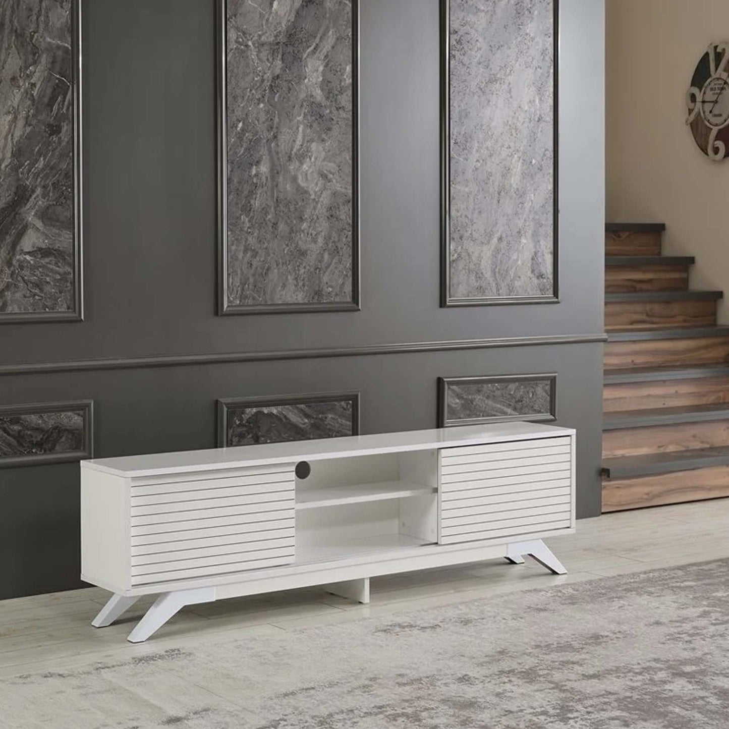 Homedora Luxia Sürgülü Kapaklı TV Sehpası Beyaz