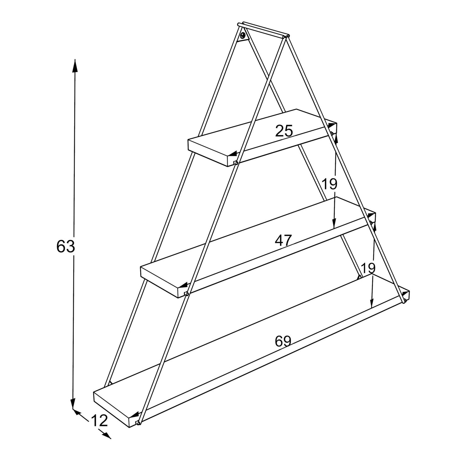 Homedora Monaca Üçgen Duvar Rafı