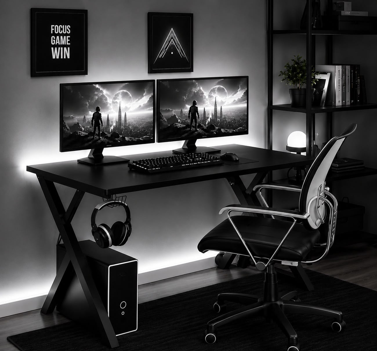 RGB LED Aydınlatmalı Oyuncu ve Çalışma Masası – Kumandalı 7 Renk Işıklı Bilgisayar Masası