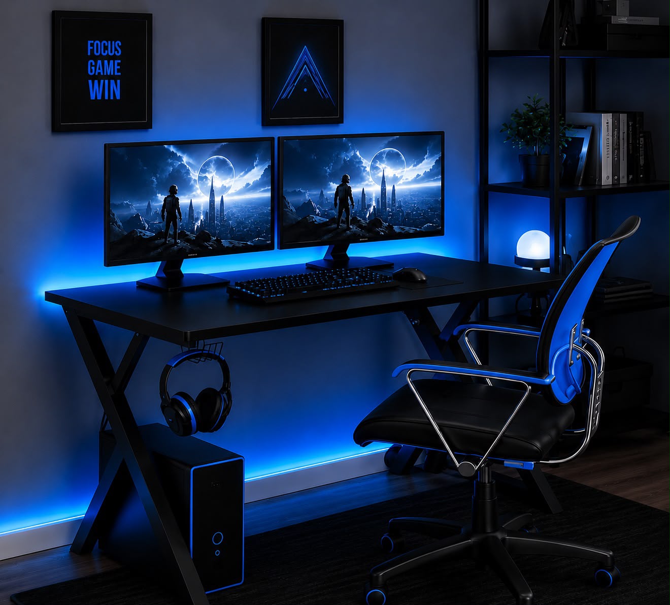 RGB LED Aydınlatmalı Oyuncu ve Çalışma Masası – Kumandalı 7 Renk Işıklı Bilgisayar Masası