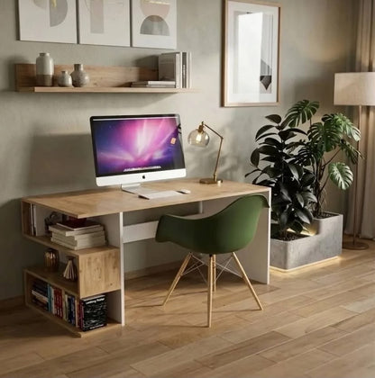 Nova Çok Amaçlı Kitaplıklı Çalışma Masası –Beyaz, Modern Bilgisayar Masası