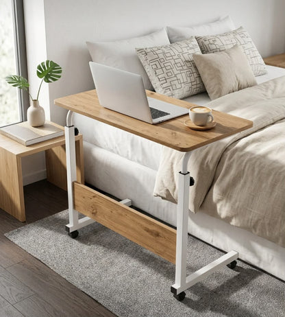 Royal Modern Yükseklik Ayarlı Çalışma Masası - (TEKERLİ) 80x40 Beyaz