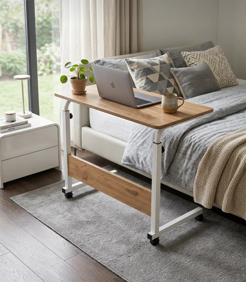 Royal Modern Yükseklik Ayarlı Çalışma Masası - (TEKERLİ) 80x40 Beyaz